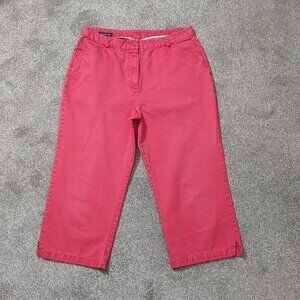 Women's LANDS' END, Pink Cotton, High Rise Zippered Capris; Size 14